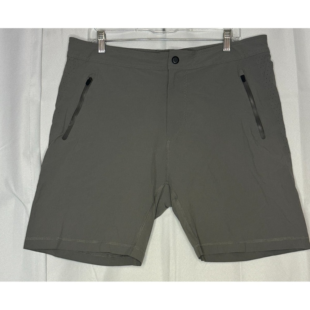 Mack Weldon Men's L Gray 8 inch Swim Trunks Performance Zip Pockets Unlined